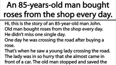 An 85-years-old man bought roses from the shop every day.